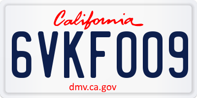 CA license plate 6VKF009