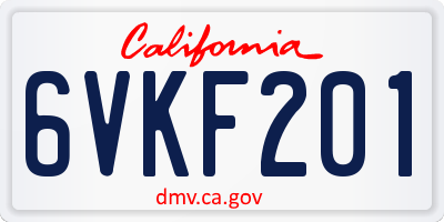 CA license plate 6VKF201