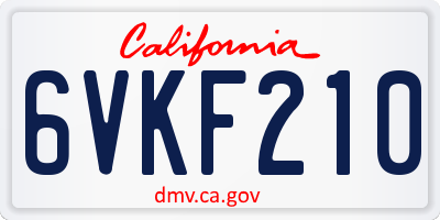CA license plate 6VKF210