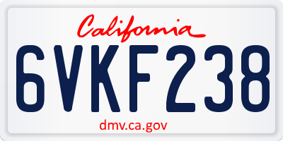 CA license plate 6VKF238