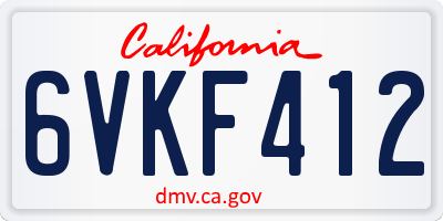 CA license plate 6VKF412