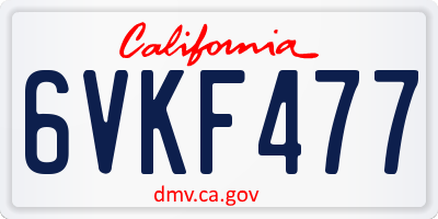 CA license plate 6VKF477