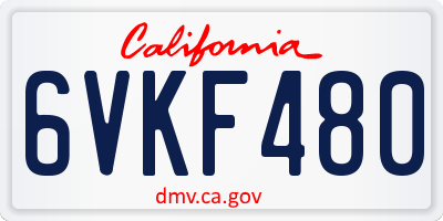 CA license plate 6VKF480
