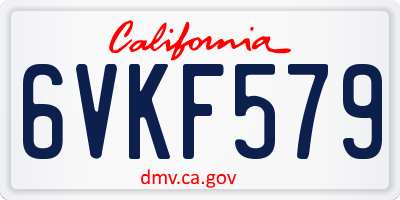 CA license plate 6VKF579