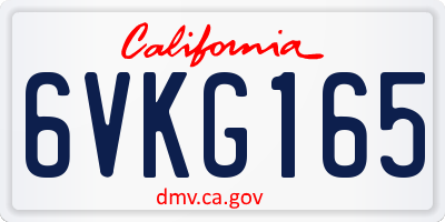 CA license plate 6VKG165