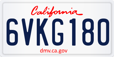 CA license plate 6VKG180
