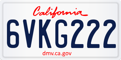 CA license plate 6VKG222