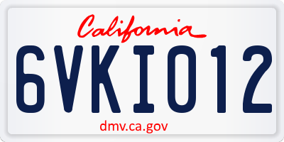 CA license plate 6VKI012