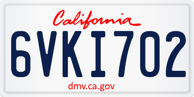 CA license plate 6VKI702