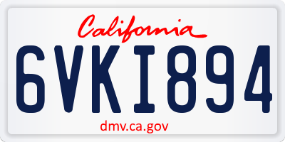 CA license plate 6VKI894