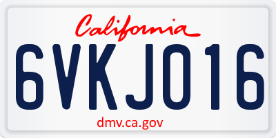 CA license plate 6VKJ016