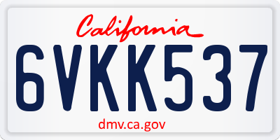 CA license plate 6VKK537