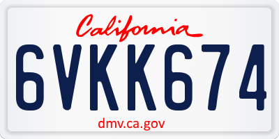 CA license plate 6VKK674