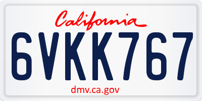 CA license plate 6VKK767