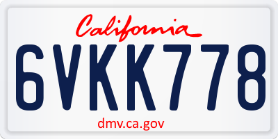 CA license plate 6VKK778