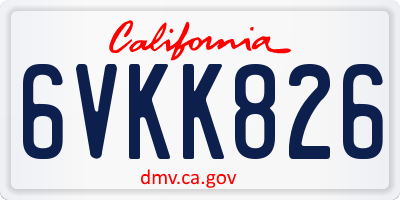 CA license plate 6VKK826