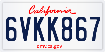 CA license plate 6VKK867