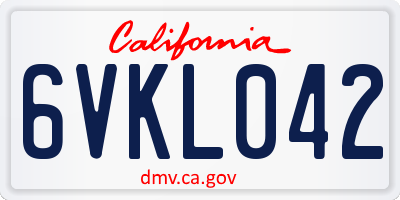 CA license plate 6VKL042