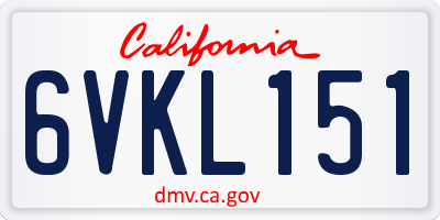 CA license plate 6VKL151