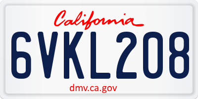 CA license plate 6VKL208