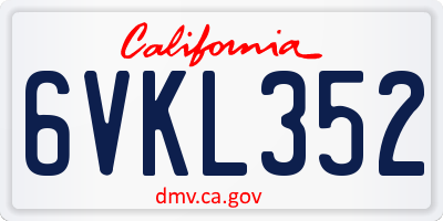 CA license plate 6VKL352