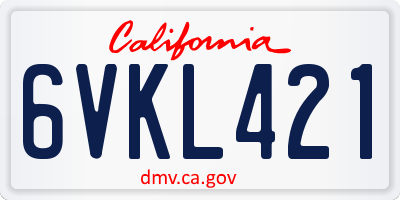 CA license plate 6VKL421