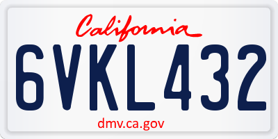CA license plate 6VKL432