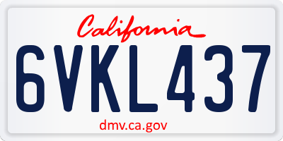 CA license plate 6VKL437