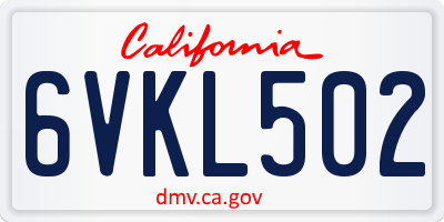 CA license plate 6VKL502