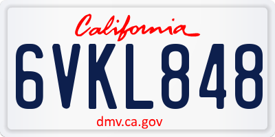 CA license plate 6VKL848