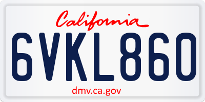 CA license plate 6VKL860
