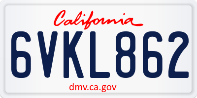 CA license plate 6VKL862