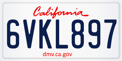 CA license plate 6VKL897