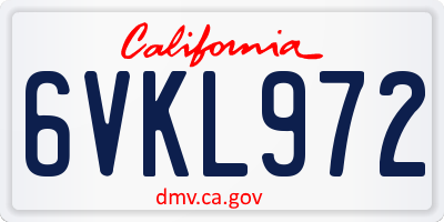 CA license plate 6VKL972