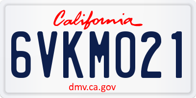 CA license plate 6VKM021