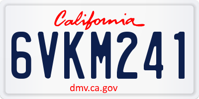 CA license plate 6VKM241