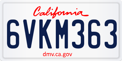 CA license plate 6VKM363