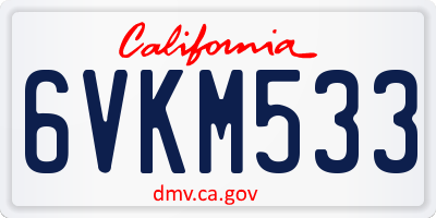 CA license plate 6VKM533