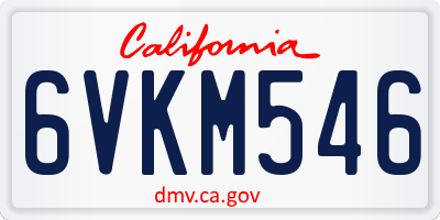 CA license plate 6VKM546