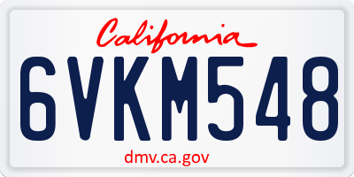 CA license plate 6VKM548