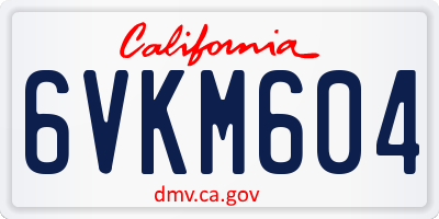CA license plate 6VKM604