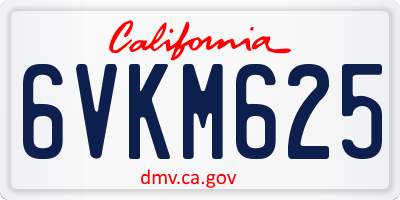 CA license plate 6VKM625