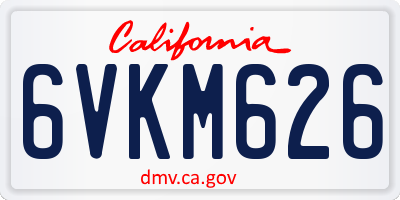 CA license plate 6VKM626