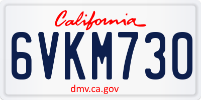CA license plate 6VKM730