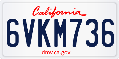 CA license plate 6VKM736