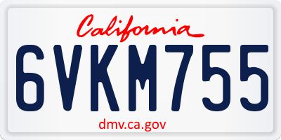 CA license plate 6VKM755