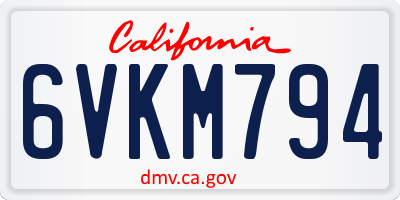CA license plate 6VKM794