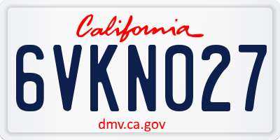 CA license plate 6VKN027