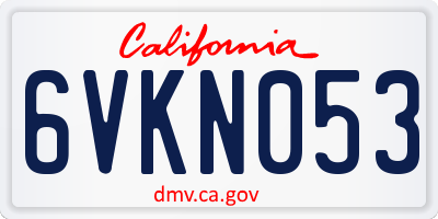 CA license plate 6VKN053