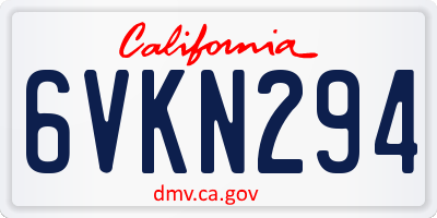 CA license plate 6VKN294